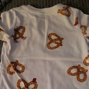 White T-Shirt with Pretzel Print